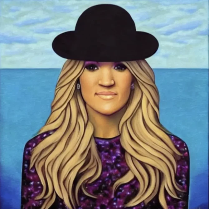 Carrie-Underwood in the style of Rene Magritte     16